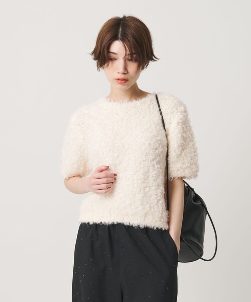 BEAUTY&YOUTH UNITED ARROWS(ビューティーアンドユースユナイテッドアローズ)の「ループフェザーヤーン ハーフスリーブ ニットプルオーバー(ニット/セーター・レディース・ブラック/ナチュラル/ライトグレー・FREE)」の10枚目の写真