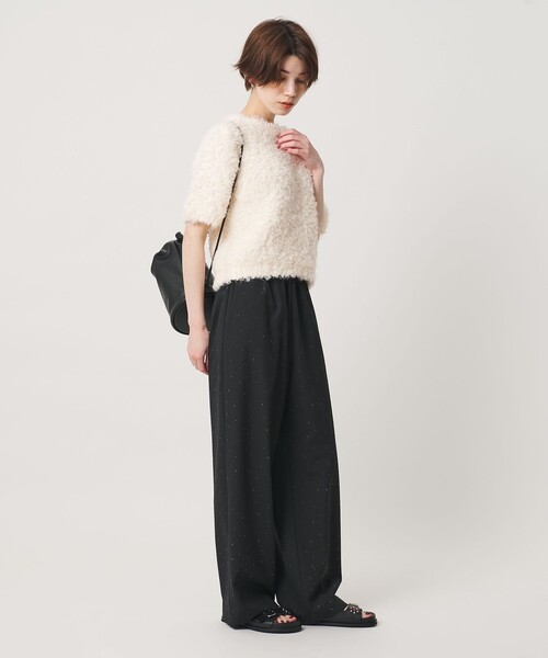 BEAUTY&YOUTH UNITED ARROWS(ビューティーアンドユースユナイテッドアローズ)の「ループフェザーヤーン ハーフスリーブ ニットプルオーバー(ニット/セーター・レディース・ブラック/ナチュラル/ライトグレー・FREE)」の12枚目の写真