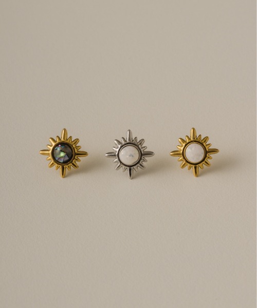 muku(ムク)の「PIERCE/SUN STONE(ピアス(両耳用)・レディース・ゴールド/シルバー/ブラック・FREE)」の1枚目の写真