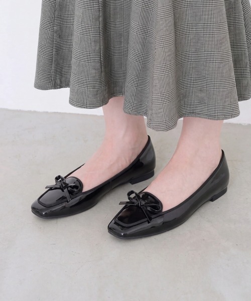 Launa lea（ラウナレア）の「【26秋冬】【レイン対応】スクエアトゥバレエローファー(RB8401A)（バレエシューズ・レディース・ブラック/ネイビー/グレー系その他/アイボリー・21.5cm/22.0cm/22.5cm/23.0cm/23.5cm/24.0cm/24.5cm/25.0cm/25.5cm/26.0cm）」の3枚目の写真