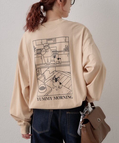 CIAOPANIC TYPY(チャオパニックティピー)の「【DOG&OJISAN】ワンポイント刺繍ロンTEE(Tシャツ/カットソー・メンズ・ベージュ/チャコールグレー/グレー/ホワイト・LARGE/MEDIUM)」の4枚目の写真