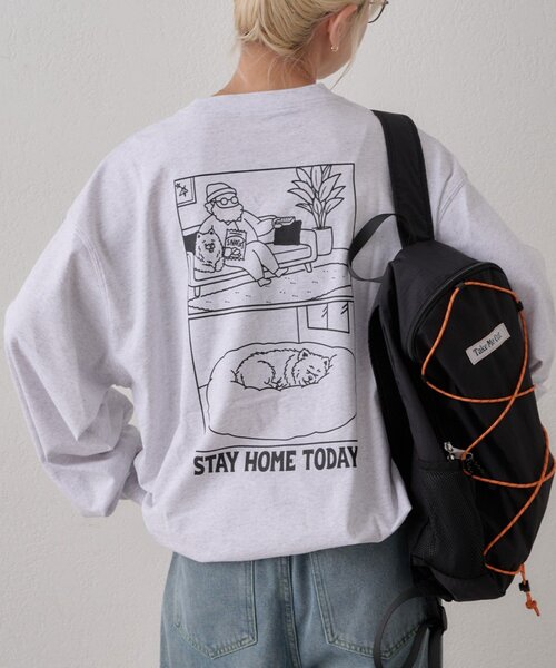 CIAOPANIC TYPY(チャオパニックティピー)の「【DOG&OJISAN】ワンポイント刺繍ロンTEE(Tシャツ/カットソー・メンズ・ベージュ/チャコールグレー/グレー/ホワイト・LARGE/MEDIUM)」の3枚目の写真