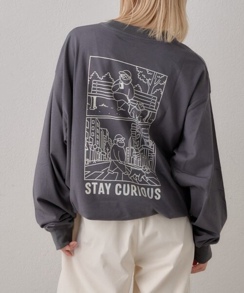 CIAOPANIC TYPY(チャオパニックティピー)の「【DOG&OJISAN】ワンポイント刺繍ロンTEE(Tシャツ/カットソー・メンズ・ベージュ/チャコールグレー/グレー/ホワイト・LARGE/MEDIUM)」の2枚目の写真