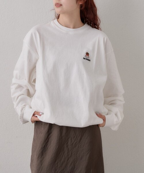 CIAOPANIC TYPY(チャオパニックティピー)の「【DOG&OJISAN】ワンポイント刺繍ロンTEE(Tシャツ/カットソー・メンズ・ベージュ/チャコールグレー/グレー/ホワイト・LARGE/MEDIUM)」の5枚目の写真