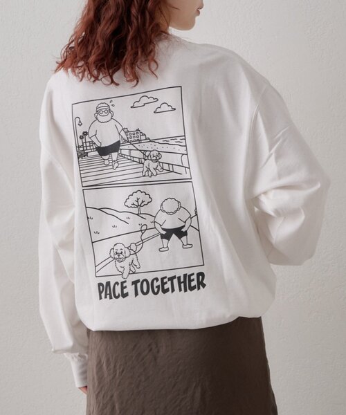 CIAOPANIC TYPY(チャオパニックティピー)の「【DOG&OJISAN】ワンポイント刺繍ロンTEE(Tシャツ/カットソー・メンズ・ベージュ/チャコールグレー/グレー/ホワイト・LARGE/MEDIUM)」の8枚目の写真