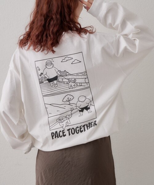 CIAOPANIC TYPY(チャオパニックティピー)の「【DOG&OJISAN】ワンポイント刺繍ロンTEE(Tシャツ/カットソー・メンズ・ベージュ/チャコールグレー/グレー/ホワイト・LARGE/MEDIUM)」の9枚目の写真