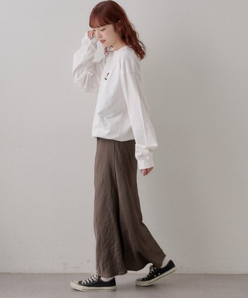 CIAOPANIC TYPY(チャオパニックティピー)の「【DOG&OJISAN】ワンポイント刺繍ロンTEE(Tシャツ/カットソー・メンズ・ベージュ/チャコールグレー/グレー/ホワイト・LARGE/MEDIUM)」の11枚目の写真