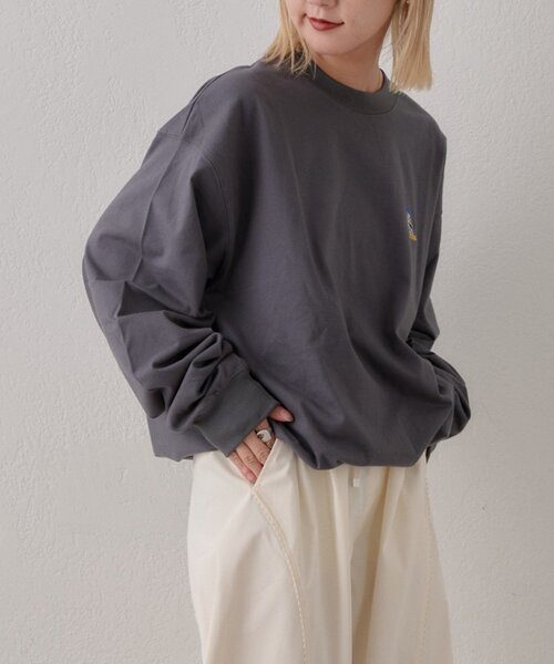 CIAOPANIC TYPY(チャオパニックティピー)の「【DOG&OJISAN】ワンポイント刺繍ロンTEE(Tシャツ/カットソー・メンズ・ベージュ/チャコールグレー/グレー/ホワイト・LARGE/MEDIUM)」の15枚目の写真