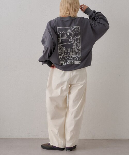 CIAOPANIC TYPY(チャオパニックティピー)の「【DOG&OJISAN】ワンポイント刺繍ロンTEE(Tシャツ/カットソー・メンズ・ベージュ/チャコールグレー/グレー/ホワイト・LARGE/MEDIUM)」の18枚目の写真