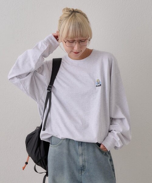 CIAOPANIC TYPY(チャオパニックティピー)の「【DOG&OJISAN】ワンポイント刺繍ロンTEE(Tシャツ/カットソー・メンズ・ベージュ/チャコールグレー/グレー/ホワイト・LARGE/MEDIUM)」の19枚目の写真