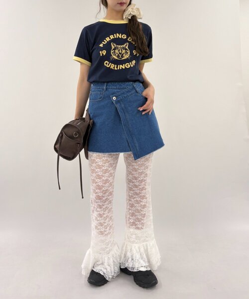 w closet(ダブルクローゼット)の「デニムラップスカート(スカート・レディース・ブルー/ブラック・FREE)」の12枚目の写真