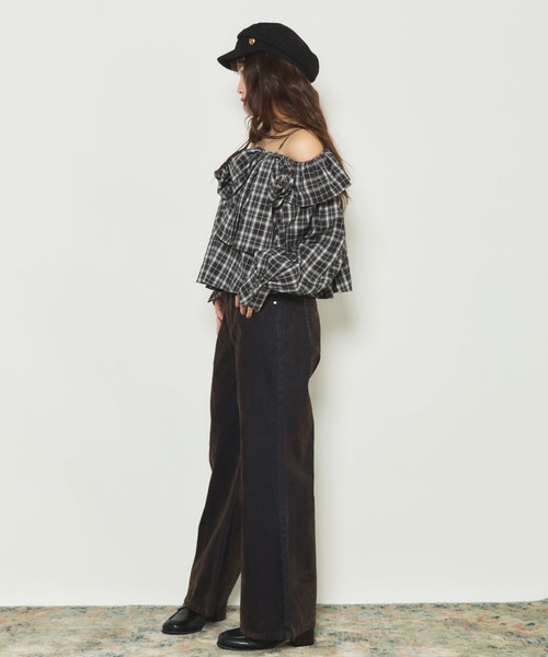 archives（アルシーヴ）の「フロッキーストレートフレアデニムパンツ（デニムパンツ・レディース・ブラウン/ブラック・SMALL/MEDIUM）」の19枚目の写真