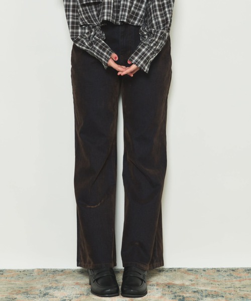 archives（アルシーヴ）の「フロッキーストレートフレアデニムパンツ（デニムパンツ・レディース・ブラウン/ブラック・SMALL/MEDIUM）」の12枚目の写真