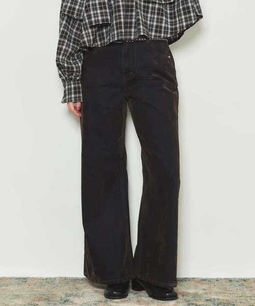 archives（アルシーヴ）の「フロッキーストレートフレアデニムパンツ（デニムパンツ・レディース・ブラウン/ブラック・SMALL/MEDIUM）」の13枚目の写真