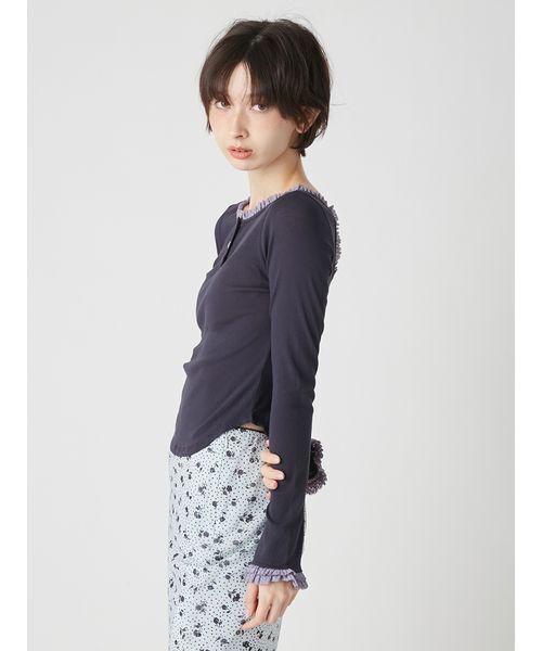 LILY BROWN(リリーブラウン)の「バックオープンヘンリーネックカットトップス(Tシャツ/カットソー・レディース・グレー/ネイビー/ピンク・F)」の16枚目の写真