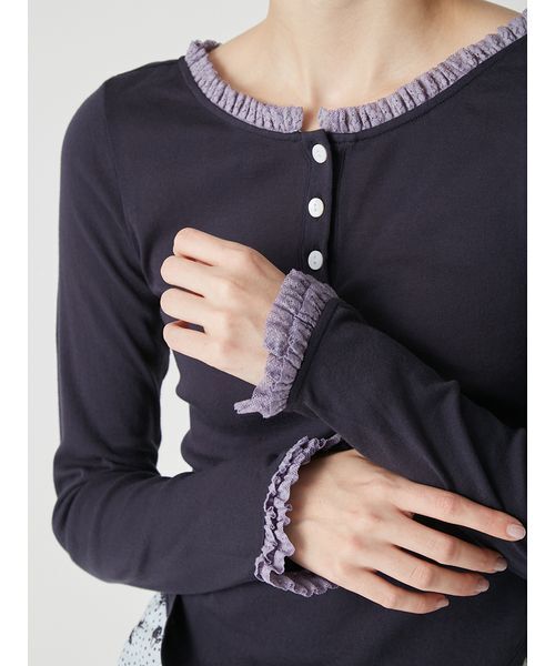 LILY BROWN(リリーブラウン)の「バックオープンヘンリーネックカットトップス(Tシャツ/カットソー・レディース・グレー/ネイビー/ピンク・F)」の18枚目の写真