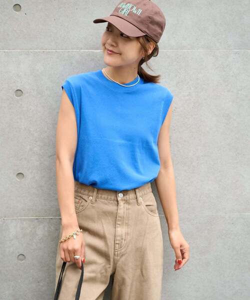 OUTDOOR PRODUCTS(アウトドアプロダクツ)の「追加2 ハイツイストコットンノースリTEE(Tシャツ/カットソー・レディース・ライトブルー/ホワイト/ピンク/ブラウン・FREE)」の12枚目の写真