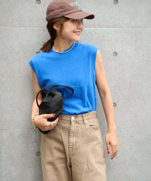 OUTDOOR PRODUCTS(アウトドアプロダクツ)の「追加2 ハイツイストコットンノースリTEE(Tシャツ/カットソー・レディース・ライトブルー/ホワイト/ピンク/ブラウン・FREE)」の17枚目の写真