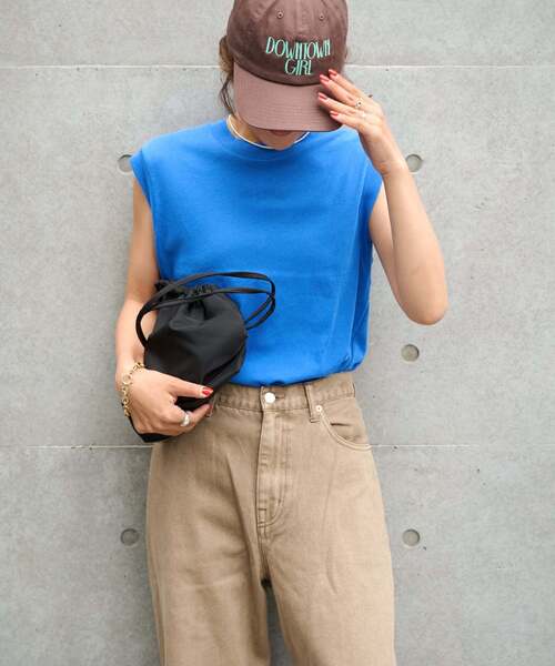 OUTDOOR PRODUCTS(アウトドアプロダクツ)の「追加2 ハイツイストコットンノースリTEE(Tシャツ/カットソー・レディース・ライトブルー/ホワイト/ピンク/ブラウン・FREE)」の18枚目の写真