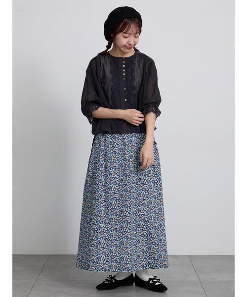 TSUHARU by Samansa Mos2(ツハルバイサマンサモスモス)の「【LIBERTY FABRICS】Floralia柄ギャザースカート(スカート・レディース・ブルー/レッド・F)」の19枚目の写真
