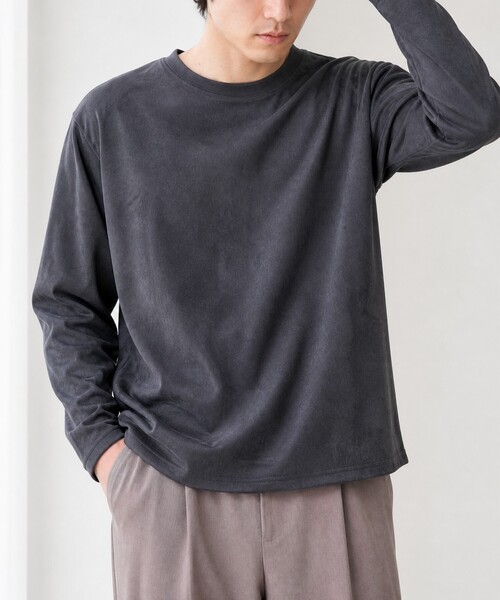 MONO-MART(モノマート)の「ソフトフェード コンパクトフィット クルーネック長袖カットソー<イージーケア・UVカット>(Tシャツ/カットソー・メンズ・ダークグレー/ダークブラウン/ブラック/ダークネイビー/グレイッシュブルー/アイボリー/ダークオリーブ・S/L/M)」の22枚目の写真