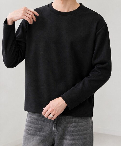 MONO-MART(モノマート)の「ソフトフェード コンパクトフィット クルーネック長袖カットソー<イージーケア・UVカット>(Tシャツ/カットソー・メンズ・ダークグレー/ダークブラウン/ブラック/ダークネイビー/グレイッシュブルー/アイボリー/ダークオリーブ・S/L/M)」の14枚目の写真