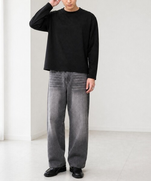 MONO-MART(モノマート)の「ソフトフェード コンパクトフィット クルーネック長袖カットソー<イージーケア・UVカット>(Tシャツ/カットソー・メンズ・ダークグレー/ダークブラウン/ブラック/ダークネイビー/グレイッシュブルー/アイボリー/ダークオリーブ・S/L/M)」の16枚目の写真