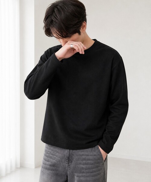 MONO-MART(モノマート)の「ソフトフェード コンパクトフィット クルーネック長袖カットソー<イージーケア・UVカット>(Tシャツ/カットソー・メンズ・ダークグレー/ダークブラウン/ブラック/ダークネイビー/グレイッシュブルー/アイボリー/ダークオリーブ・S/L/M)」の18枚目の写真