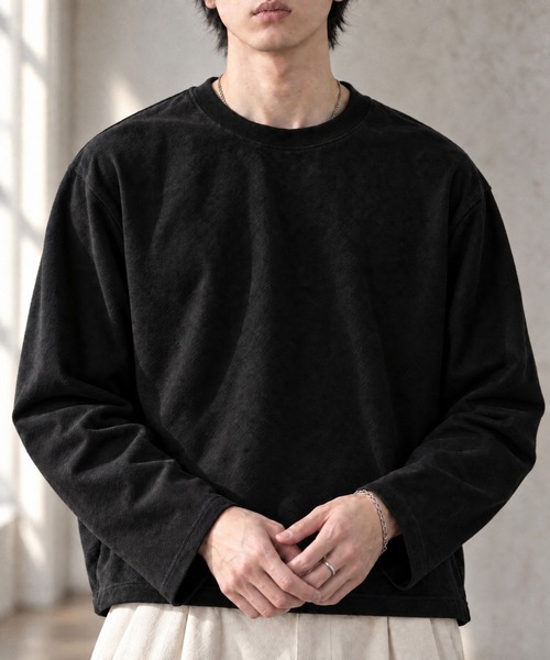 MONO-MART(モノマート)の「ソフトフェード コンパクトフィット クルーネック長袖カットソー<イージーケア・UVカット>(Tシャツ/カットソー・メンズ・ダークグレー/ダークブラウン/ブラック/ダークネイビー/グレイッシュブルー/アイボリー/ダークオリーブ・S/L/M)」の1枚目の写真