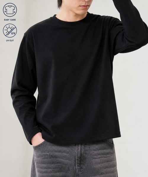 MONO-MART(モノマート)の「ソフトフェード コンパクトフィット クルーネック長袖カットソー<イージーケア・UVカット>(Tシャツ/カットソー・メンズ・ダークグレー/ダークブラウン/ブラック/ダークネイビー/グレイッシュブルー/アイボリー/ダークオリーブ・S/L/M)」の8枚目の写真