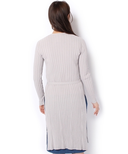 Chico（チコ）の「リブニットロングカーディガン（Tシャツ/カットソー・レディース・ライトグレー/ピンクベージュ・FREE）」の5枚目の写真