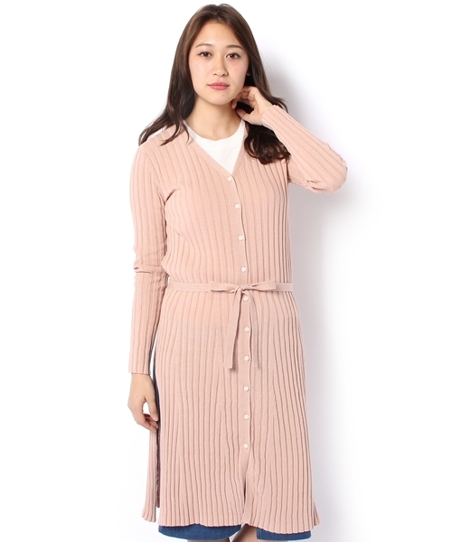 Chico（チコ）の「リブニットロングカーディガン（Tシャツ/カットソー・レディース・ライトグレー/ピンクベージュ・FREE）」の12枚目の写真