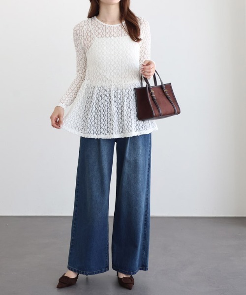 Pierrot（ピエロ）の「カットレースペプラムトップス（Tシャツ/カットソー・レディース・オフホワイト・L/M）」の6枚目の写真