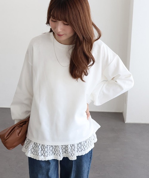 Pierrot（ピエロ）の「カットレースペプラムトップス（Tシャツ/カットソー・レディース・オフホワイト・L/M）」の8枚目の写真