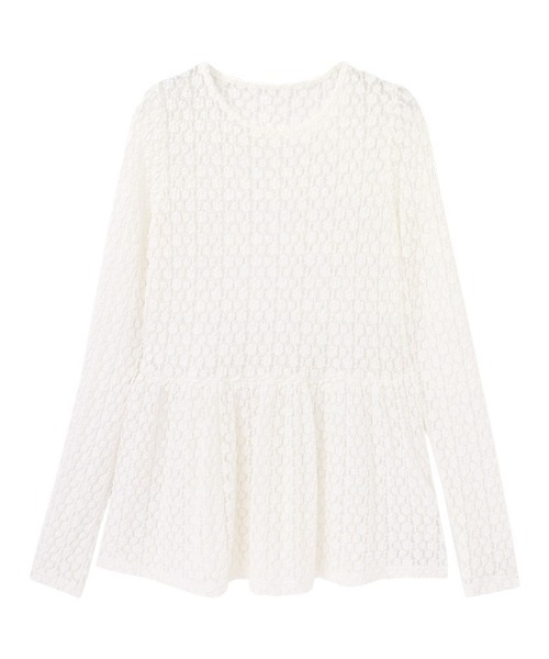 Pierrot（ピエロ）の「カットレースペプラムトップス（Tシャツ/カットソー・レディース・オフホワイト・L/M）」の9枚目の写真