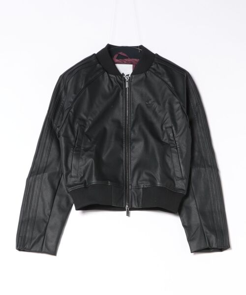 adidas(アディダス)の「ADIDAS ウェア アディダス W PLEATHER SST TRACKTOP アウター KQ6433 BLACK/MAROON(その他アウター・レディース・ブラック・SMALL/MEDIUM/LARGE/X-LARGE)」の1枚目の写真