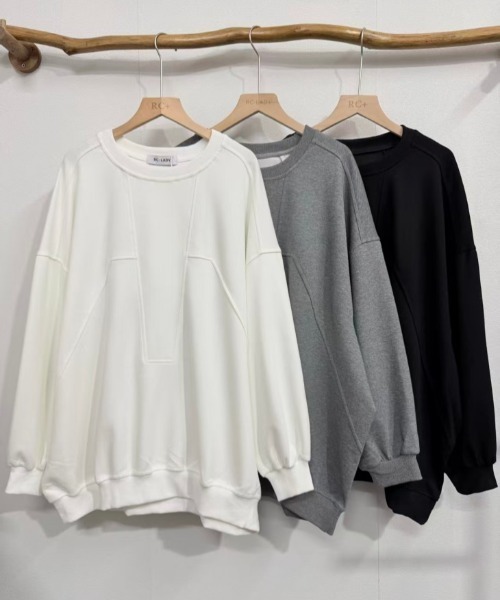 AMELY(エミリー)の「ステッチデザインスウェット/長袖トレーナー/プルオーバー(スウェット・レディース・アイボリー/グレー/ブラック・フリー)」の5枚目の写真