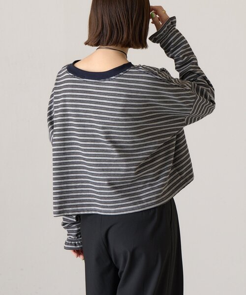 BEARDSLEY(ビアズリー)の「ボーダークロップロンTee《FRIPIER》(Tシャツ/カットソー・レディース・ブラウン/グレー・FREE)」の7枚目の写真