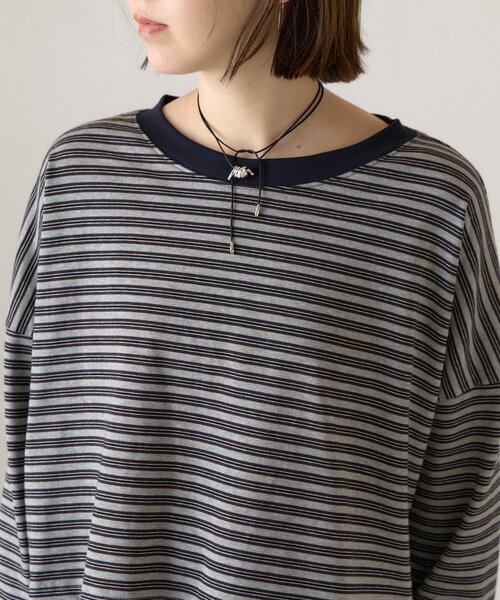 BEARDSLEY(ビアズリー)の「ボーダークロップロンTee《FRIPIER》(Tシャツ/カットソー・レディース・ブラウン/グレー・FREE)」の9枚目の写真
