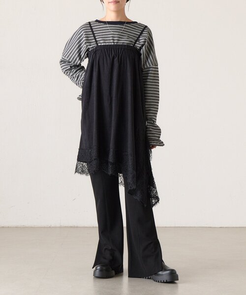 BEARDSLEY(ビアズリー)の「ボーダークロップロンTee《FRIPIER》(Tシャツ/カットソー・レディース・ブラウン/グレー・FREE)」の11枚目の写真
