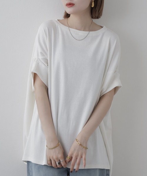 FUNALIVE(ファンアライブ)の「変形ドルマンカットソー 半端袖(Tシャツ/カットソー・レディース・オフホワイト・M~L)」の2枚目の写真