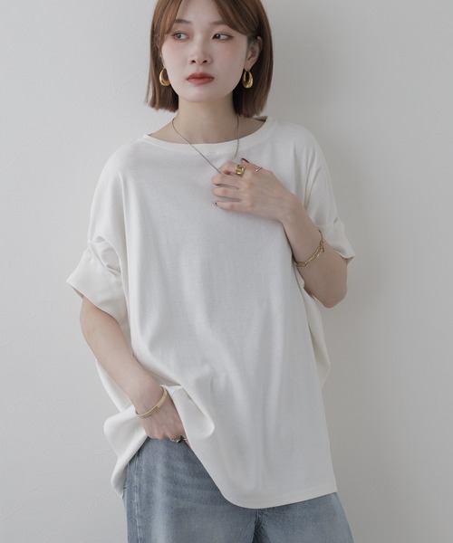 FUNALIVE(ファンアライブ)の「変形ドルマンカットソー 半端袖(Tシャツ/カットソー・レディース・オフホワイト・M~L)」の7枚目の写真