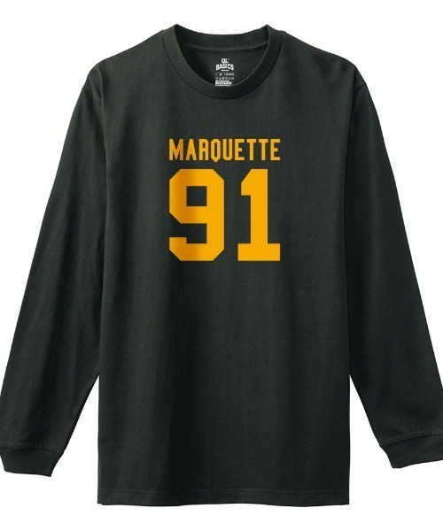 Ol' Basics(オールベーシックス)の「Ol' Basics(オール・ベーシックス) 長袖Tシャツ MARQUETTE ロゴ ナンバリング プリント 袖リブ ロンT トップス カットソー メンズ ユニセックス(Tシャツ/カットソー・メンズ・ホワイト/スミクロ/バーガンディー/アーミー・M/L/XL)」の3枚目の写真