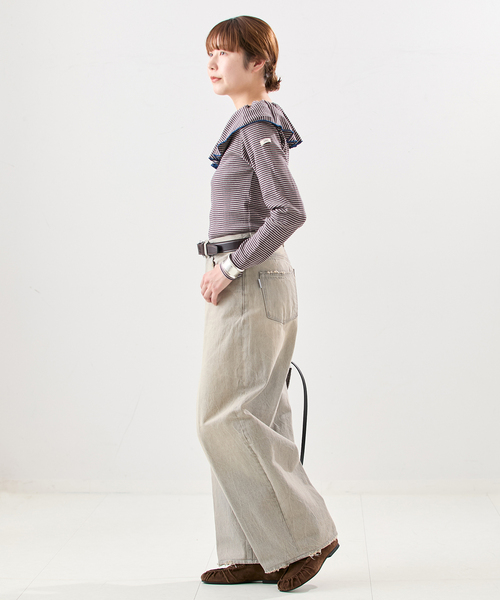 Uhr（ウーア）の「《一部WEB限定カラー》Miller*Uhr 別注 Frill Collar Tops カットソー（Tシャツ/カットソー・レディース・ブラウン/チャコールグレー/アイボリー・FREE）」の8枚目の写真