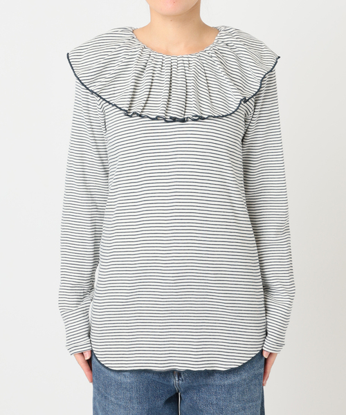 Uhr（ウーア）の「《一部WEB限定カラー》Miller*Uhr 別注 Frill Collar Tops カットソー（Tシャツ/カットソー・レディース・ブラウン/チャコールグレー/アイボリー・FREE）」の22枚目の写真