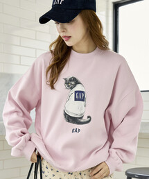 PUBLUX × GAP/ギャップ 別注 キャット グラフィック プリント 裏起毛 スウェット 限定展開