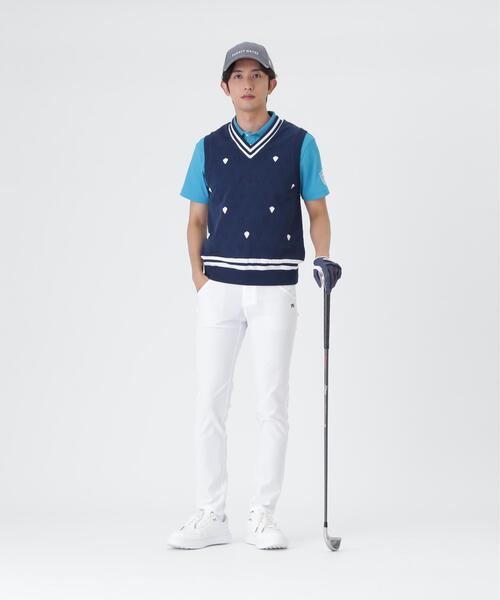 PEARLY GATES(パーリーゲイツ)の「【PEARLY GATES】リバーシブルVネックニットベスト <エンブレム総柄> (MENS)(ベスト・メンズ・ダークインディゴブルー・LARGE/MEDIUM/X-LARGE)」の4枚目の写真