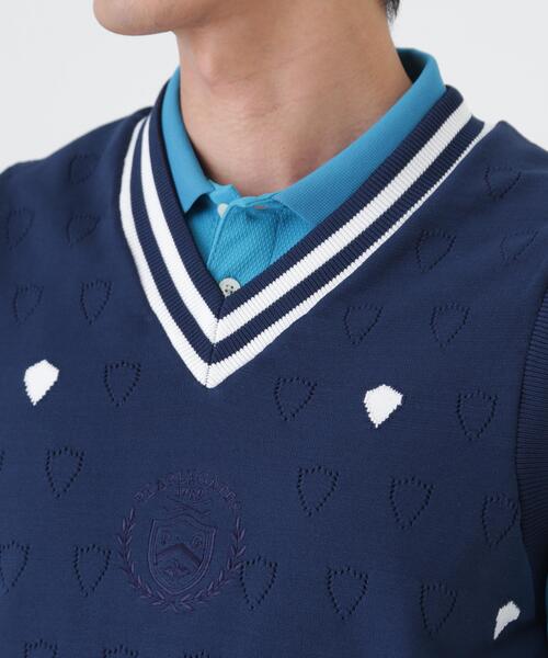 PEARLY GATES(パーリーゲイツ)の「【PEARLY GATES】リバーシブルVネックニットベスト <エンブレム総柄> (MENS)(ベスト・メンズ・ダークインディゴブルー・LARGE/MEDIUM/X-LARGE)」の8枚目の写真