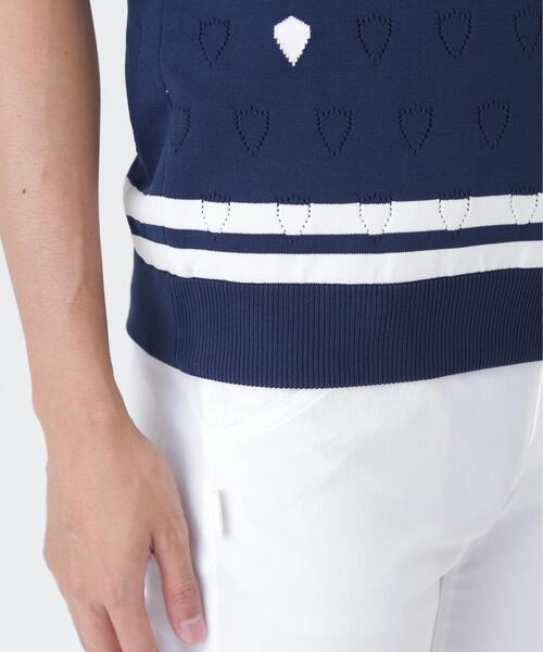 PEARLY GATES(パーリーゲイツ)の「【PEARLY GATES】リバーシブルVネックニットベスト <エンブレム総柄> (MENS)(ベスト・メンズ・ダークインディゴブルー・LARGE/MEDIUM/X-LARGE)」の10枚目の写真