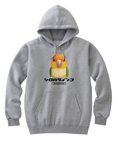 Moftique(モフティック)の「Moftique(モフティック) プルパーカー スウェット 裏毛 シロハラインコ 鳥 ペット アニマル プリント トップス メンズ ユニセックス(パーカー・メンズ・ブラック/ホワイト/ヘザーグレー・M/XL/L)」の3枚目の写真